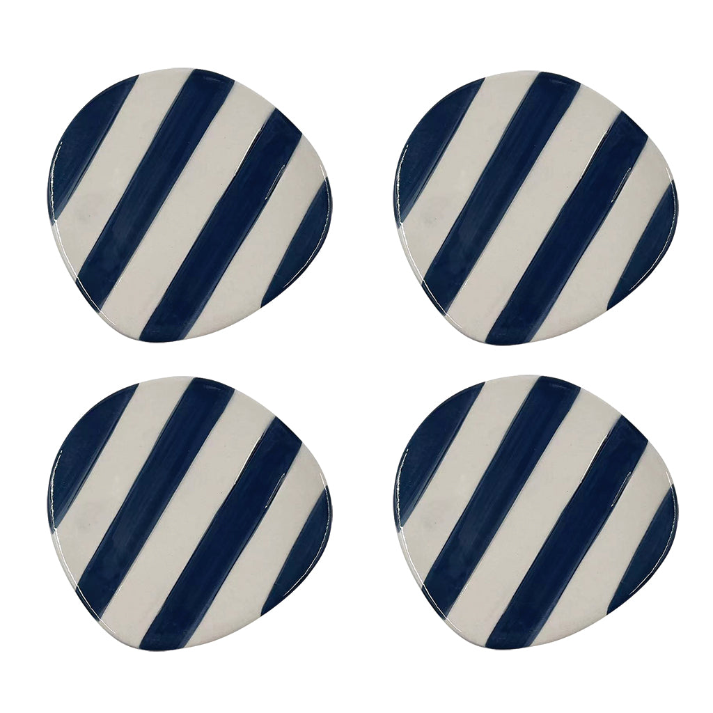 Dessous de verre rayures bleu D10 H0,6cm