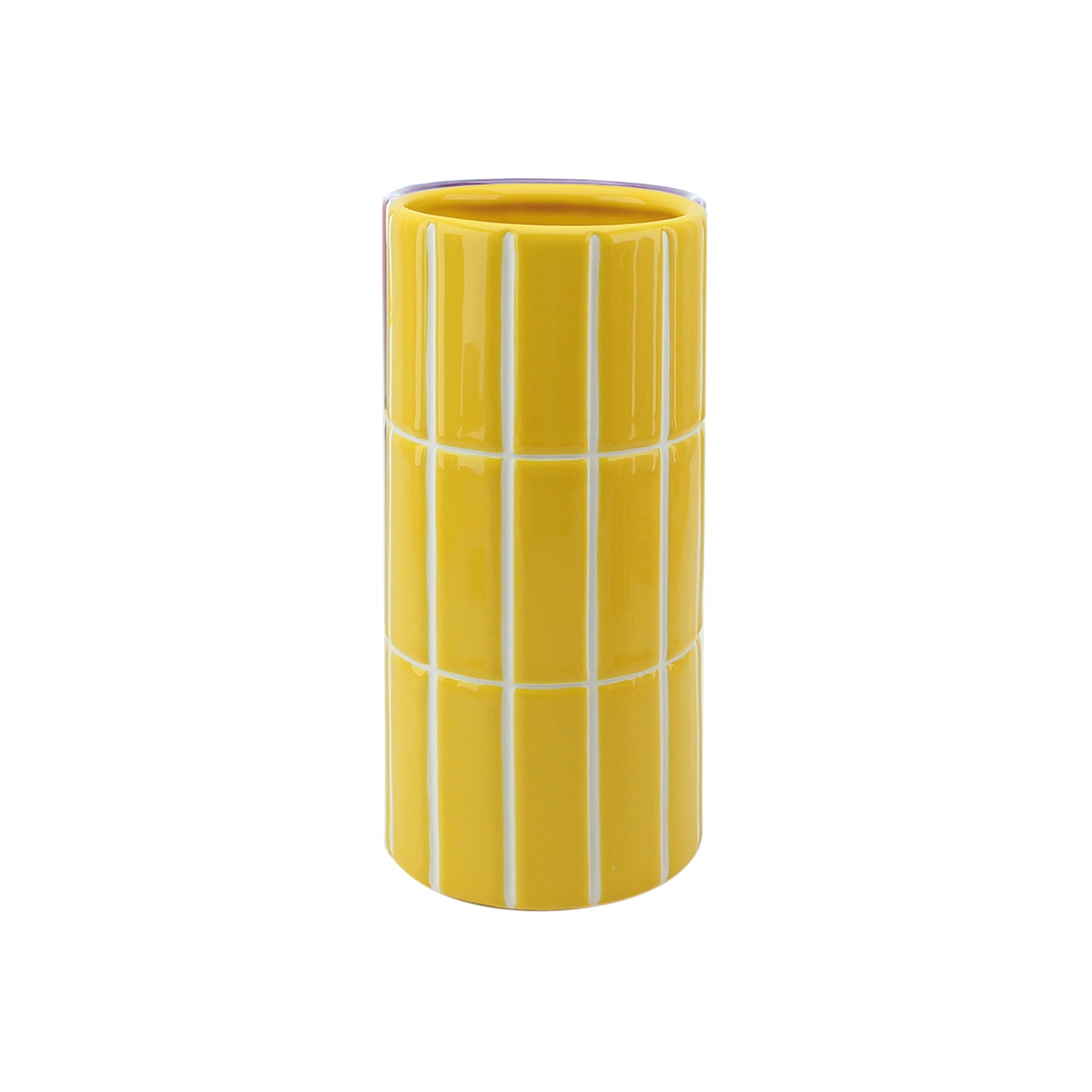 Vase carrelage jaune D10,5 H23cm