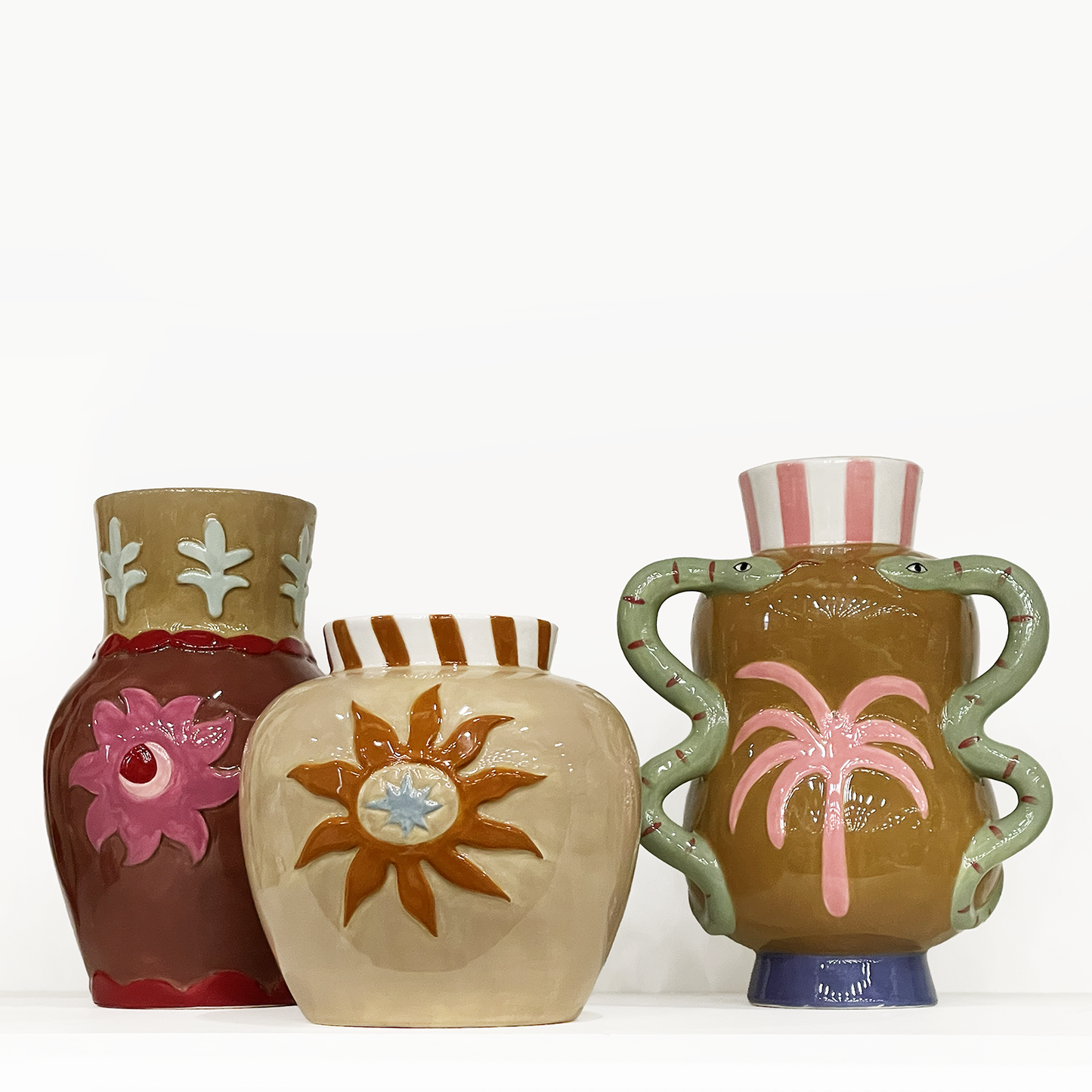 Vase soleil beige L15,2 P14,8 H14,6cm