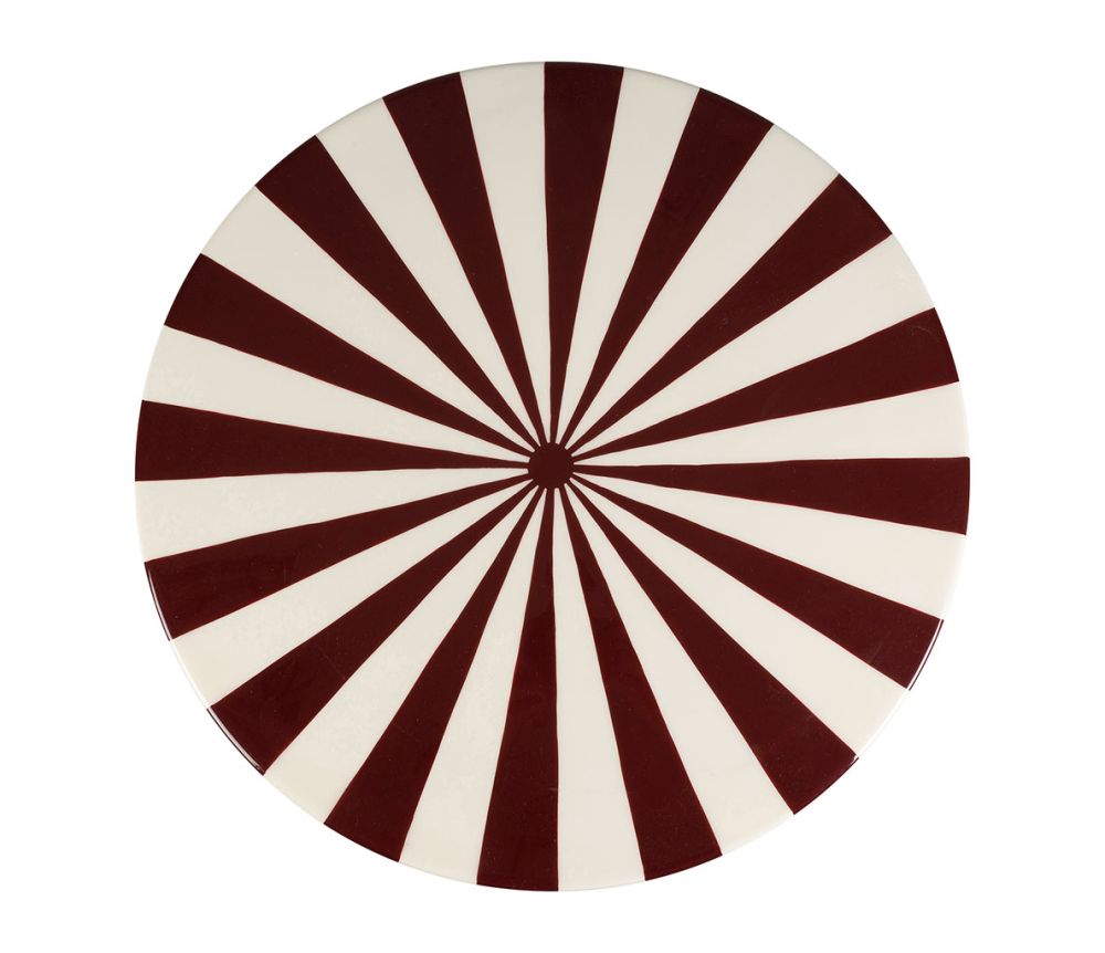TABLE APPOINT ARTY FUN ECRU+BORDEAUX D38.5XH47
