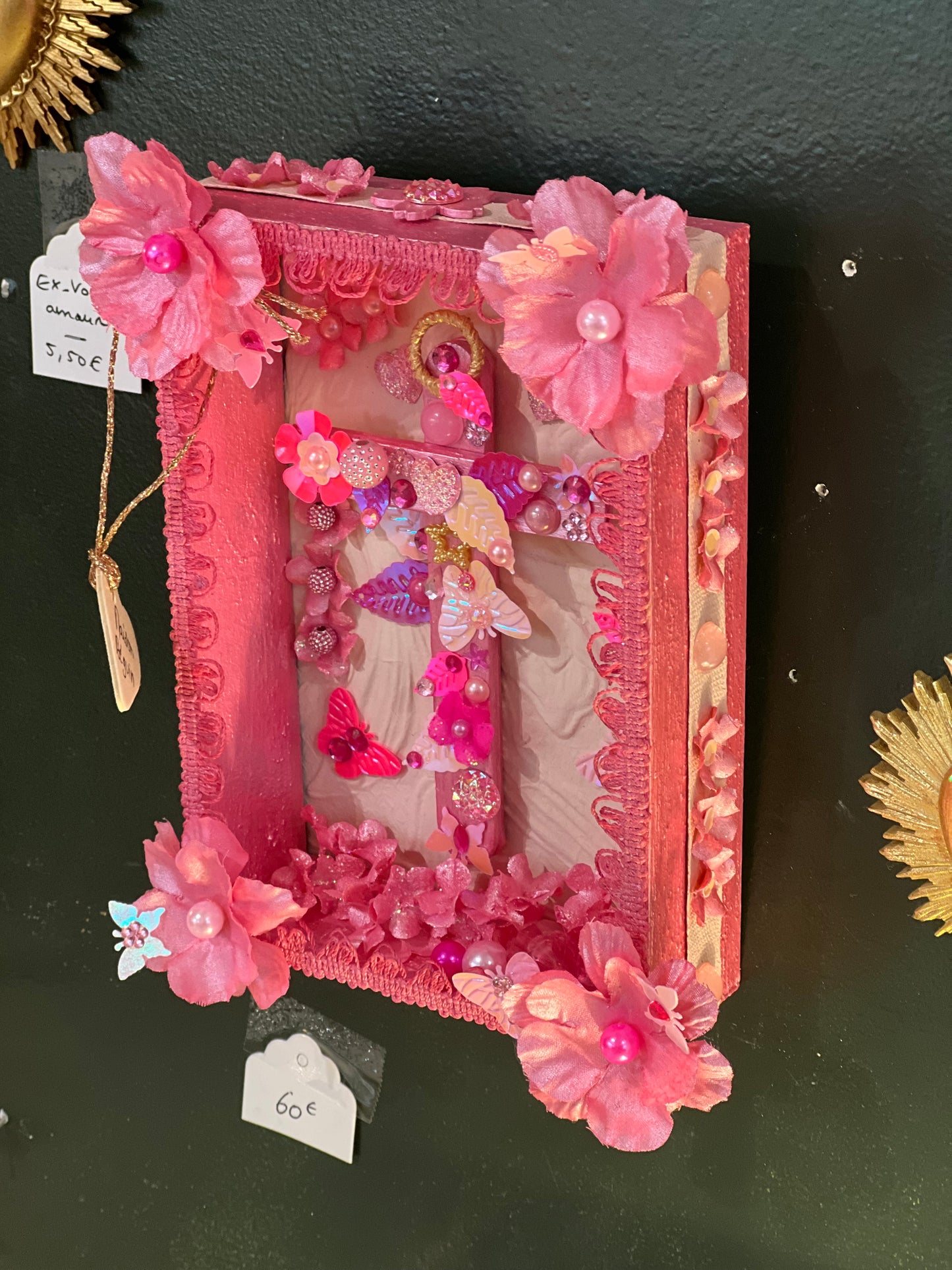 Autel Croix Rose fait main