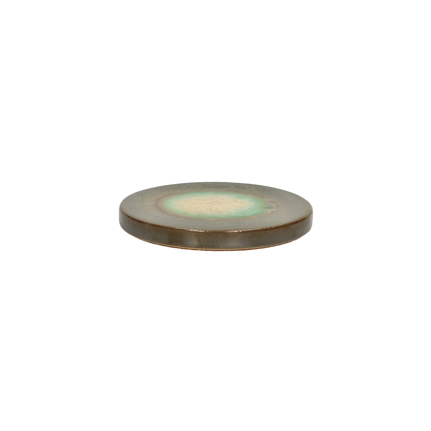 Set de 4 dessous de verre - grès - DIA 11 x H 1,5 cm - taupe