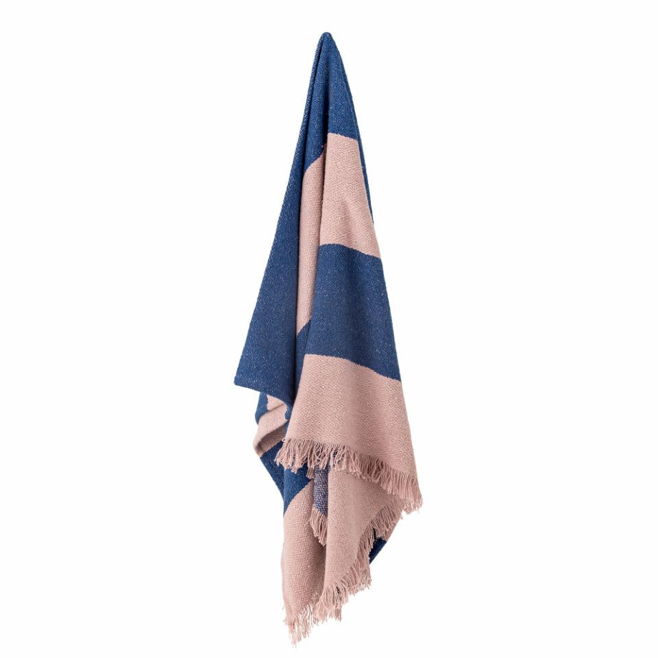 Cadeo Plaid, Bleu, Coton recyclé