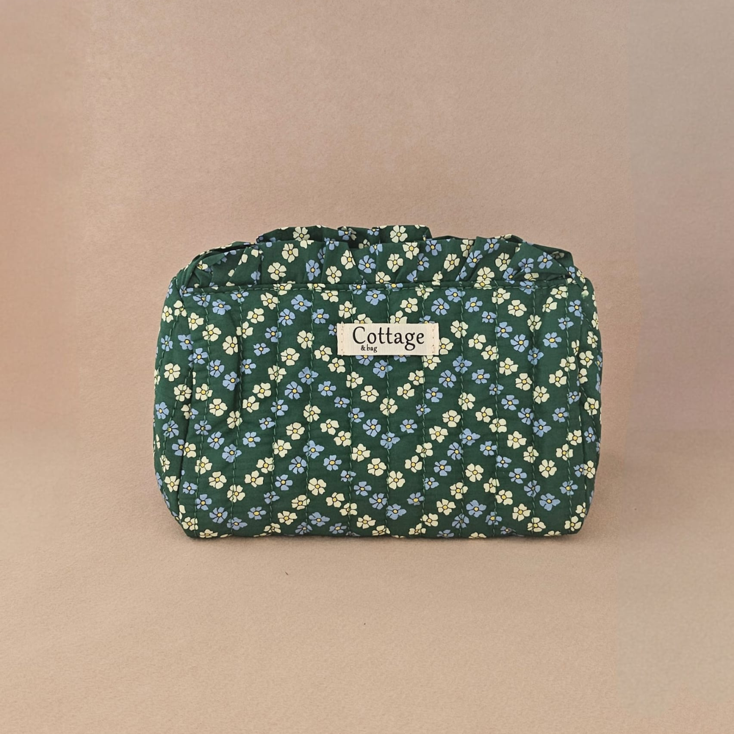 Trousse maquillage froufrou 100 % coton : Zig vert