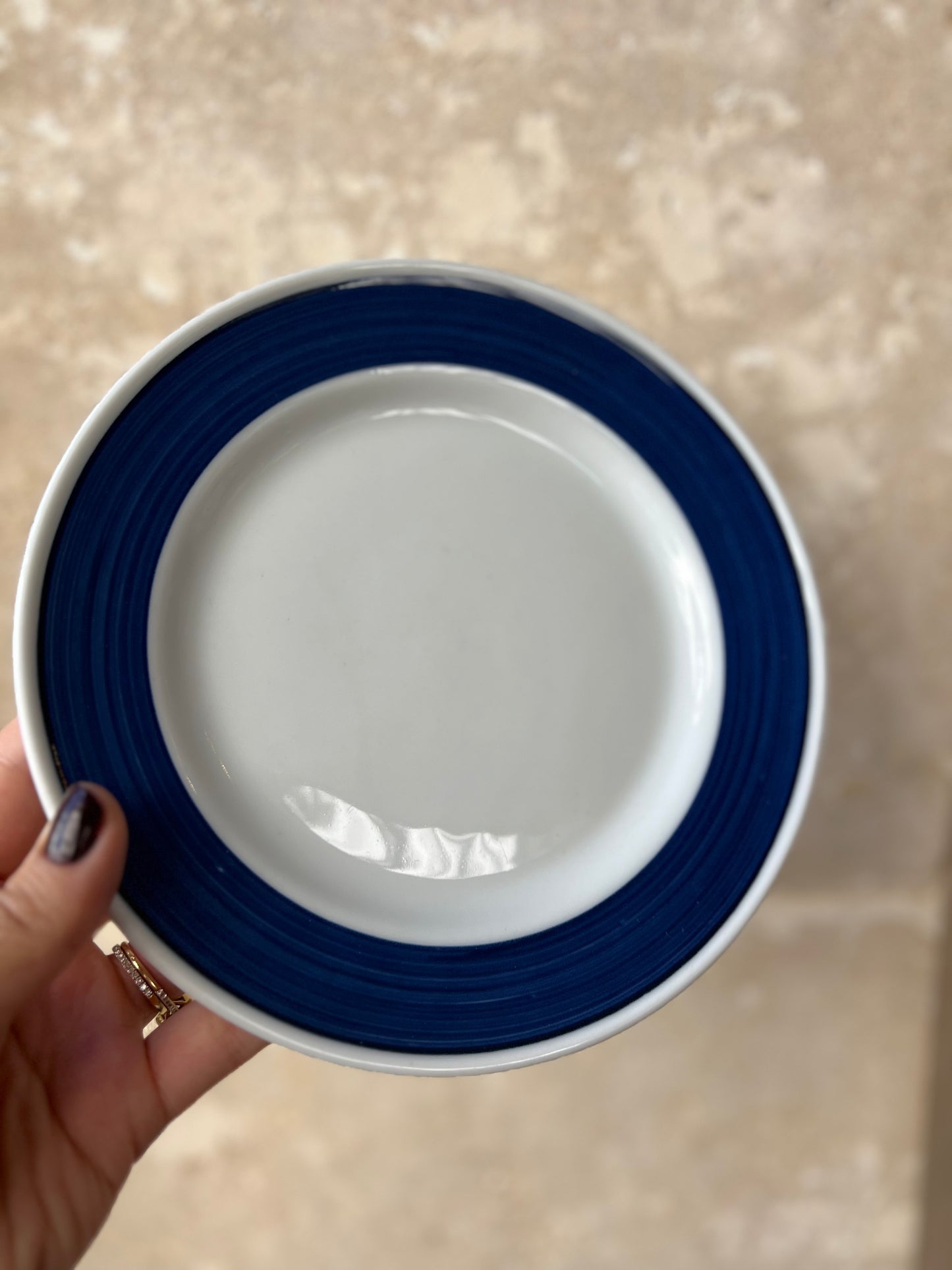 Assiettes à dessert vintage bleu blanc