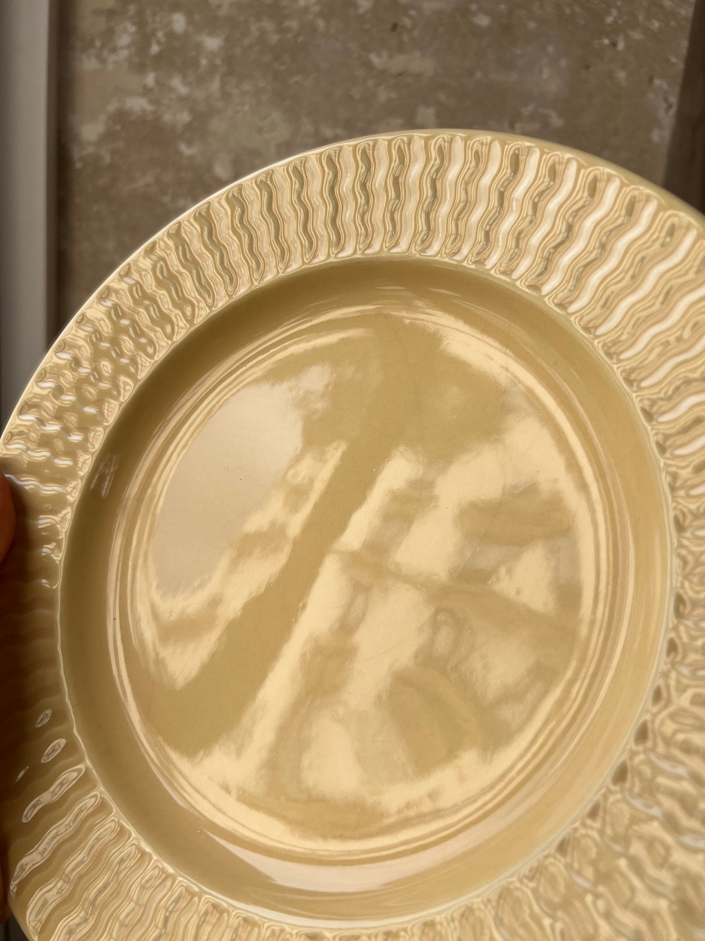 Assiettes semies creuses vintage jaune beurre