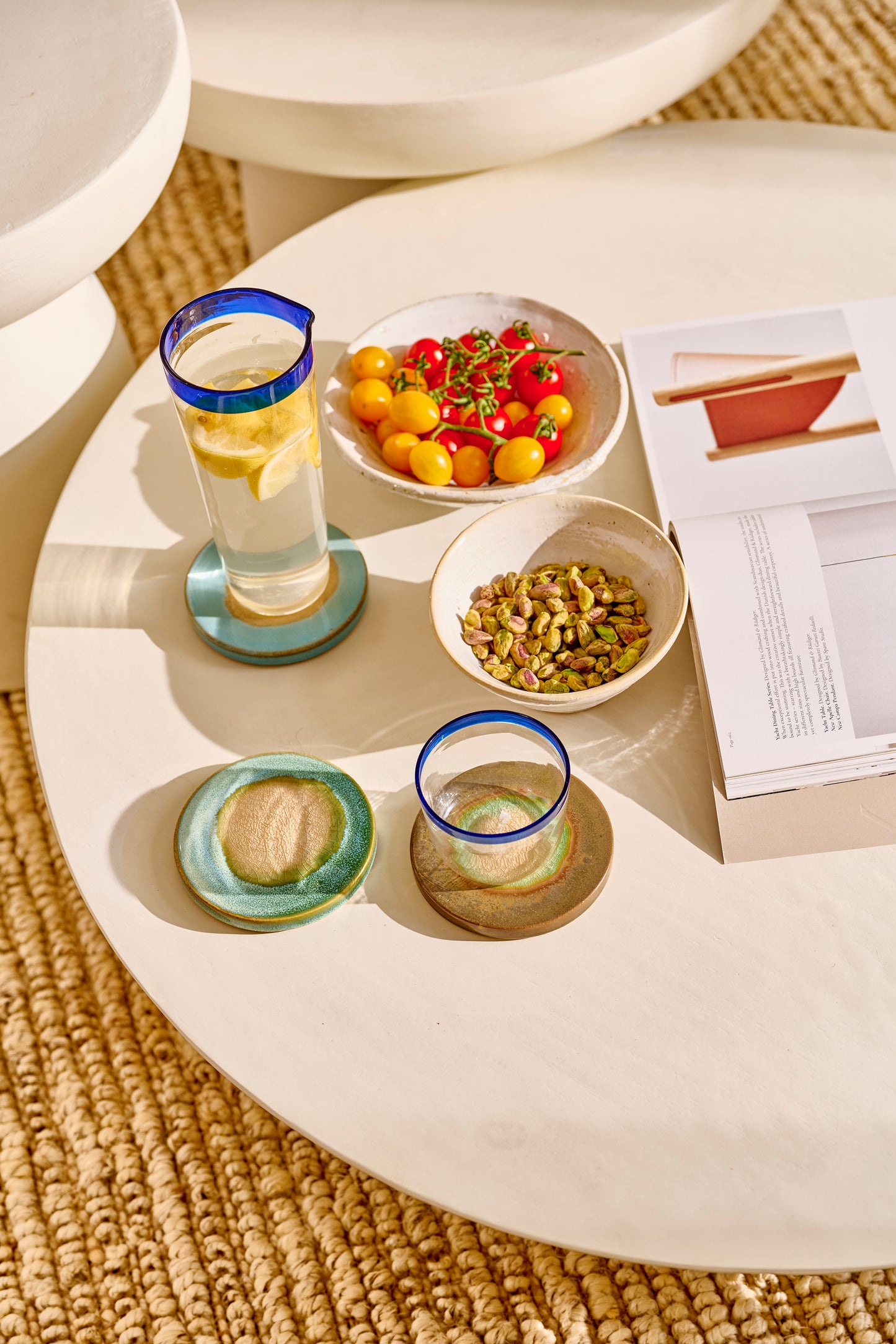 Set de 4 dessous de verre - grès - DIA 11 x H 1,5 cm - taupe