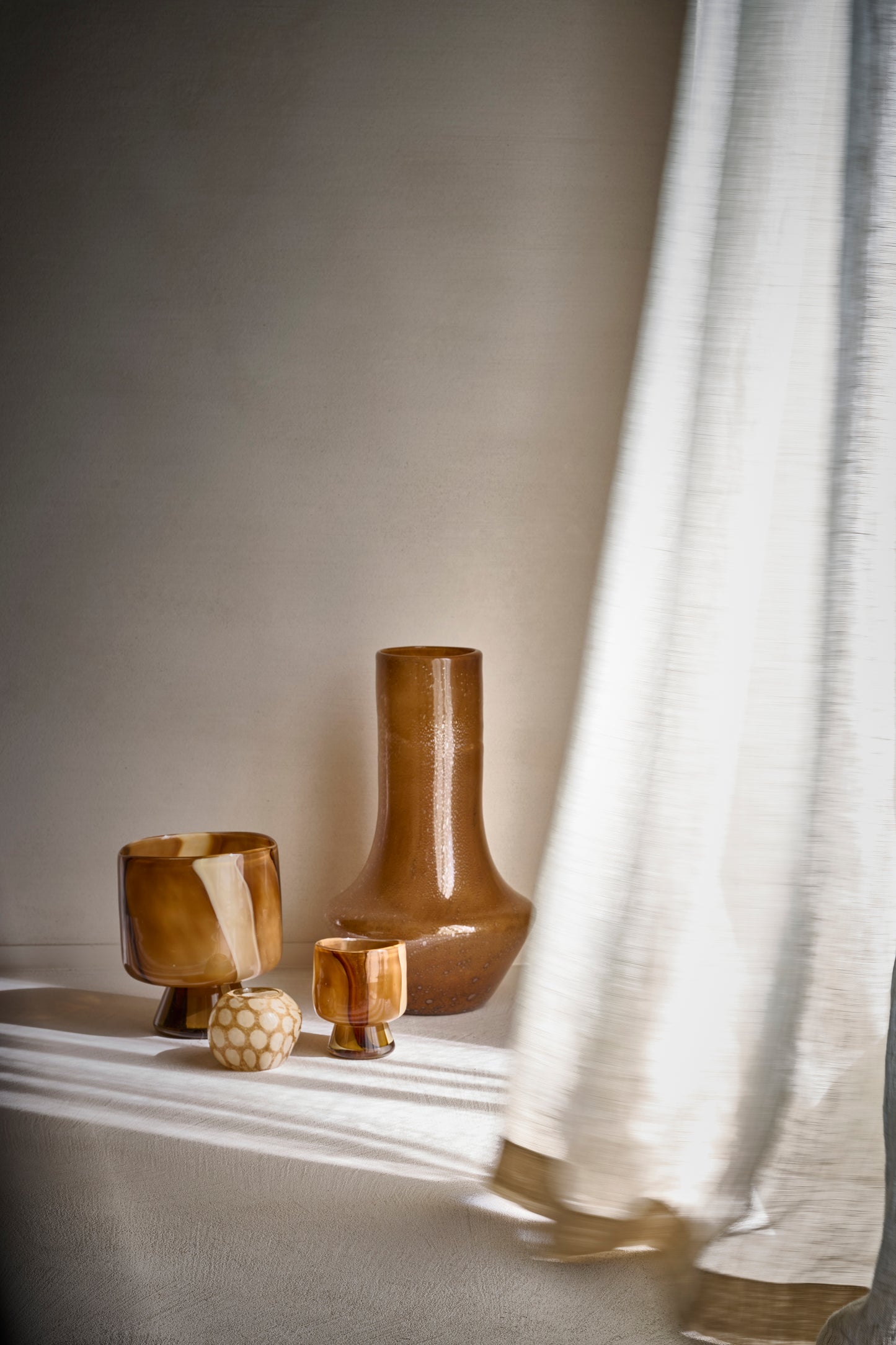 Vase / photophore - verre - CAMOU - DIA 17,5 x H 21,5 cm - camel