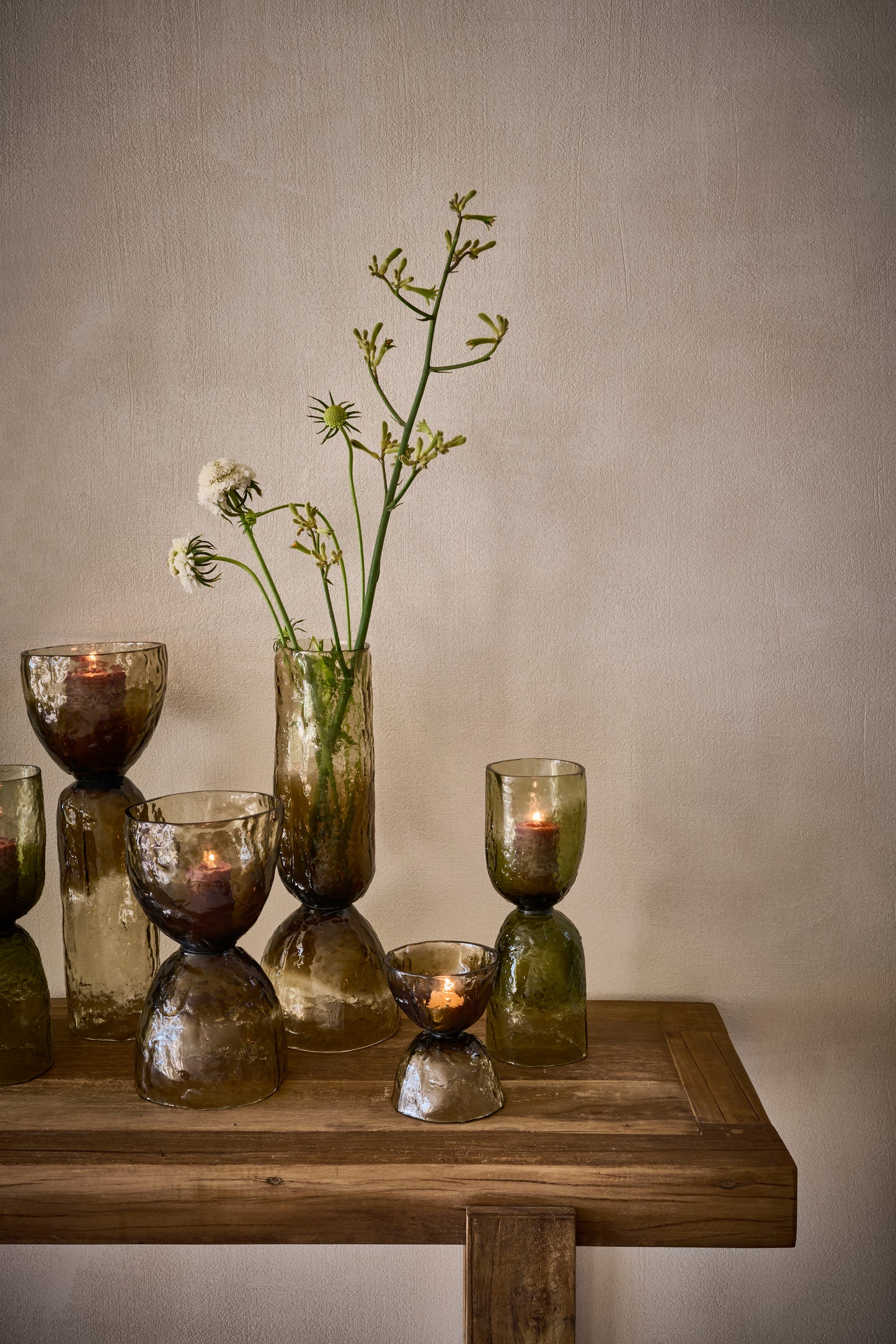Vase / photophore - Diabolo - verre - DIA 11,5 x H 32 cm - vert