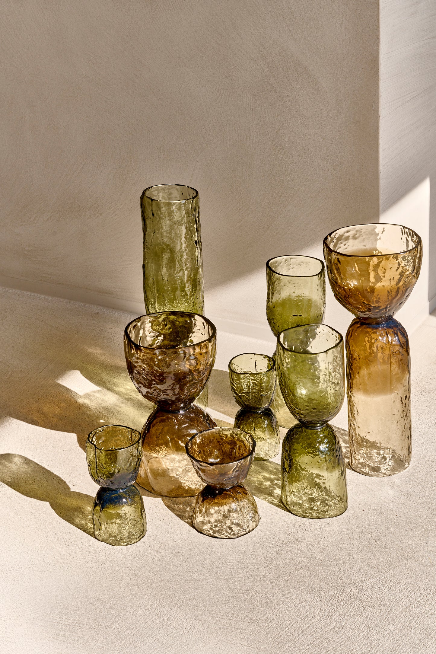 Vase / photophore - Diabolo - verre - DIA 11,5 x H 32 cm - vert
