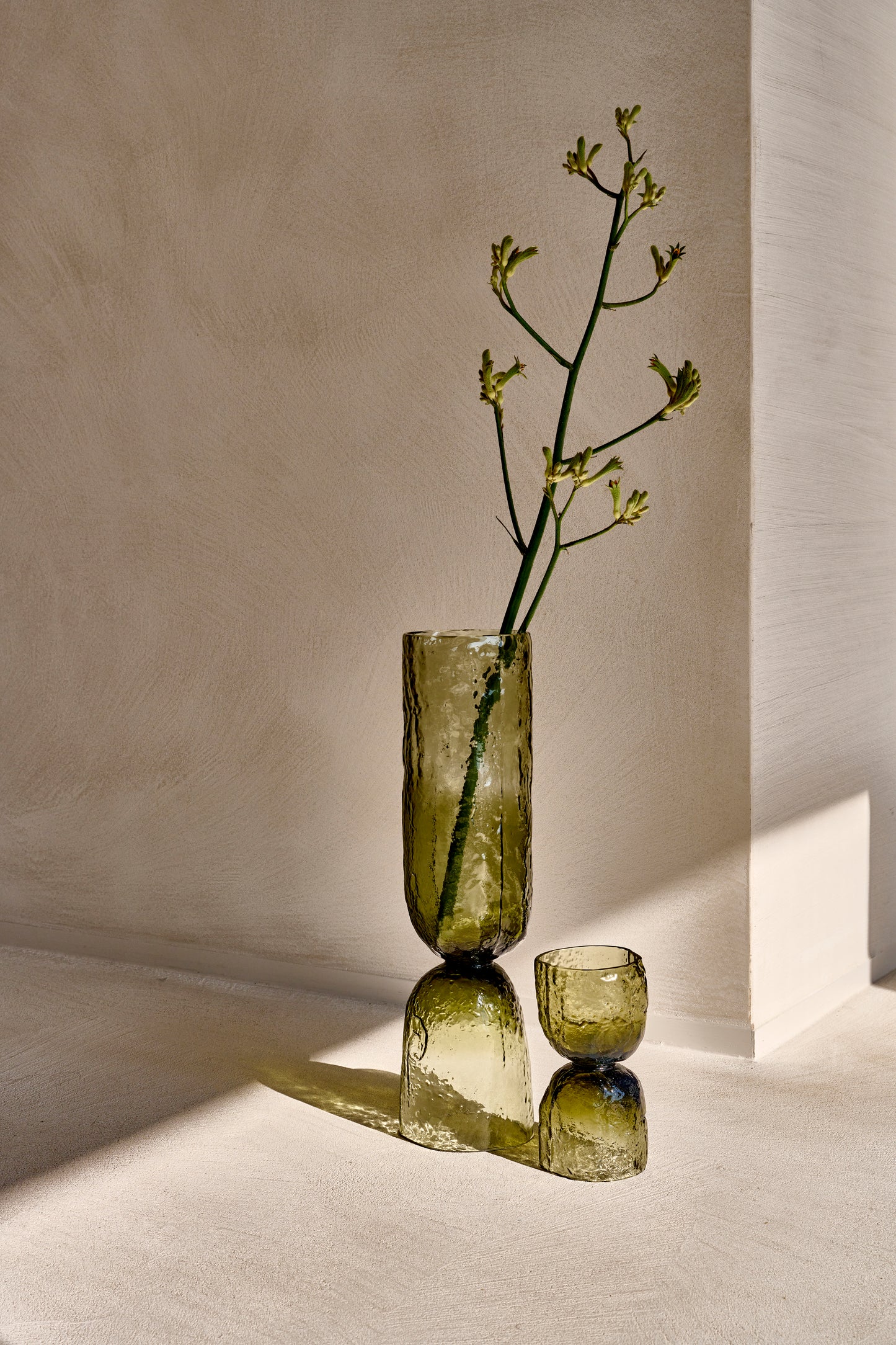 Vase / photophore - Diabolo - verre - DIA 11,5 x H 32 cm - vert