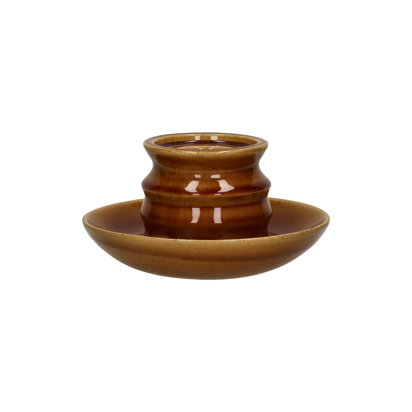 Bougeoir Ilena - faïence - DIA 19 x H 10,5 cm - brun