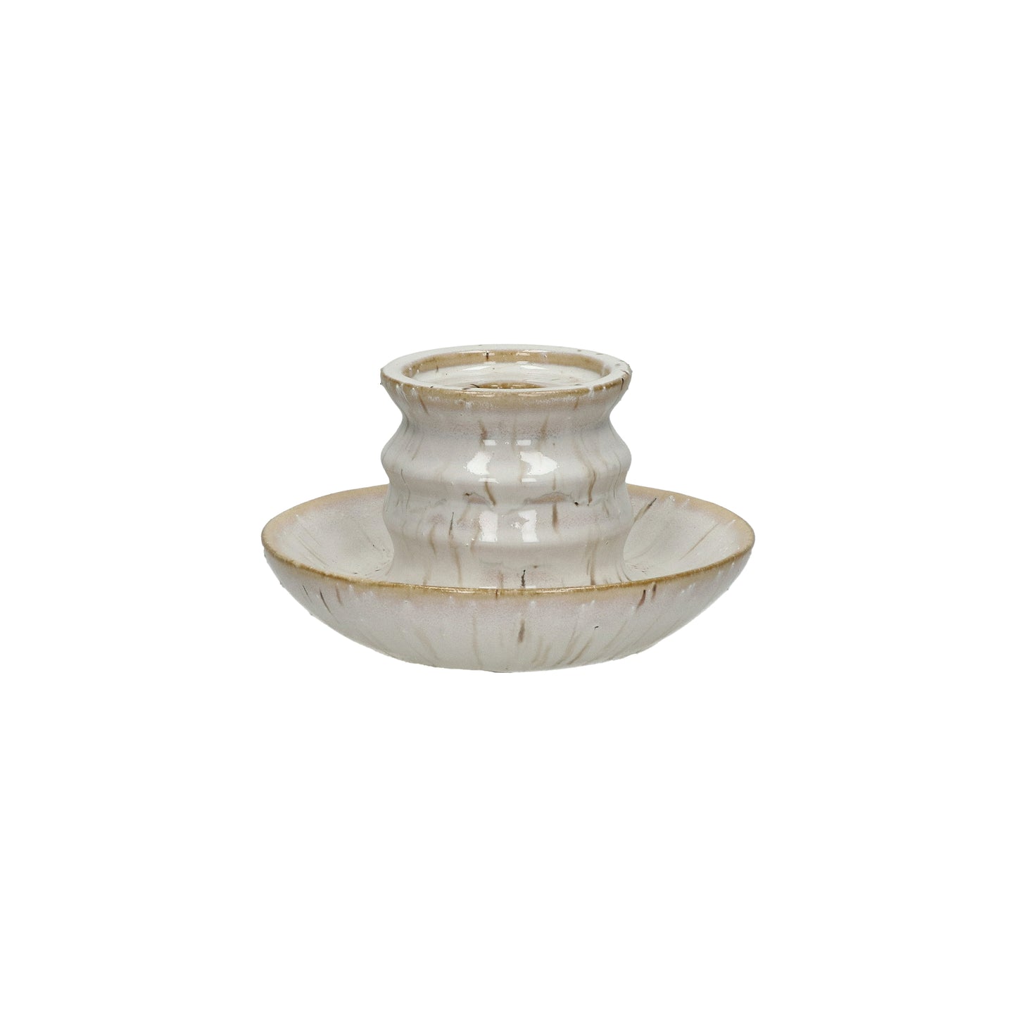 Bougeoir Ilena - faïence - DIA 15 x H 8,5 cm - blanc