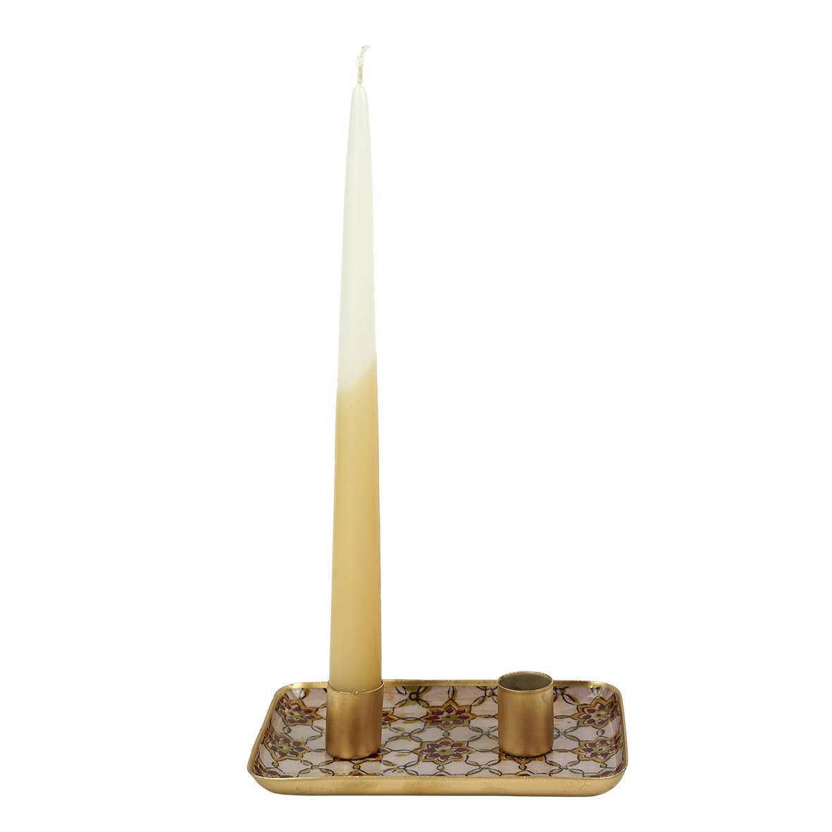 Plateau en métal émaillé Hoya 20x20 cm, bordure dorée
