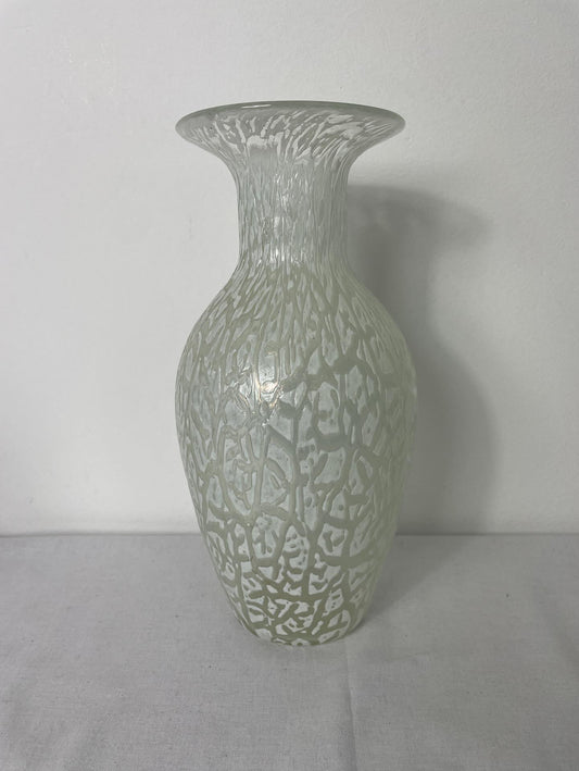 Grand vase blanc vintage craquelé