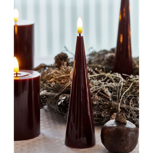 Bougie Conique Led à piles - Sille - Bordeaux H17