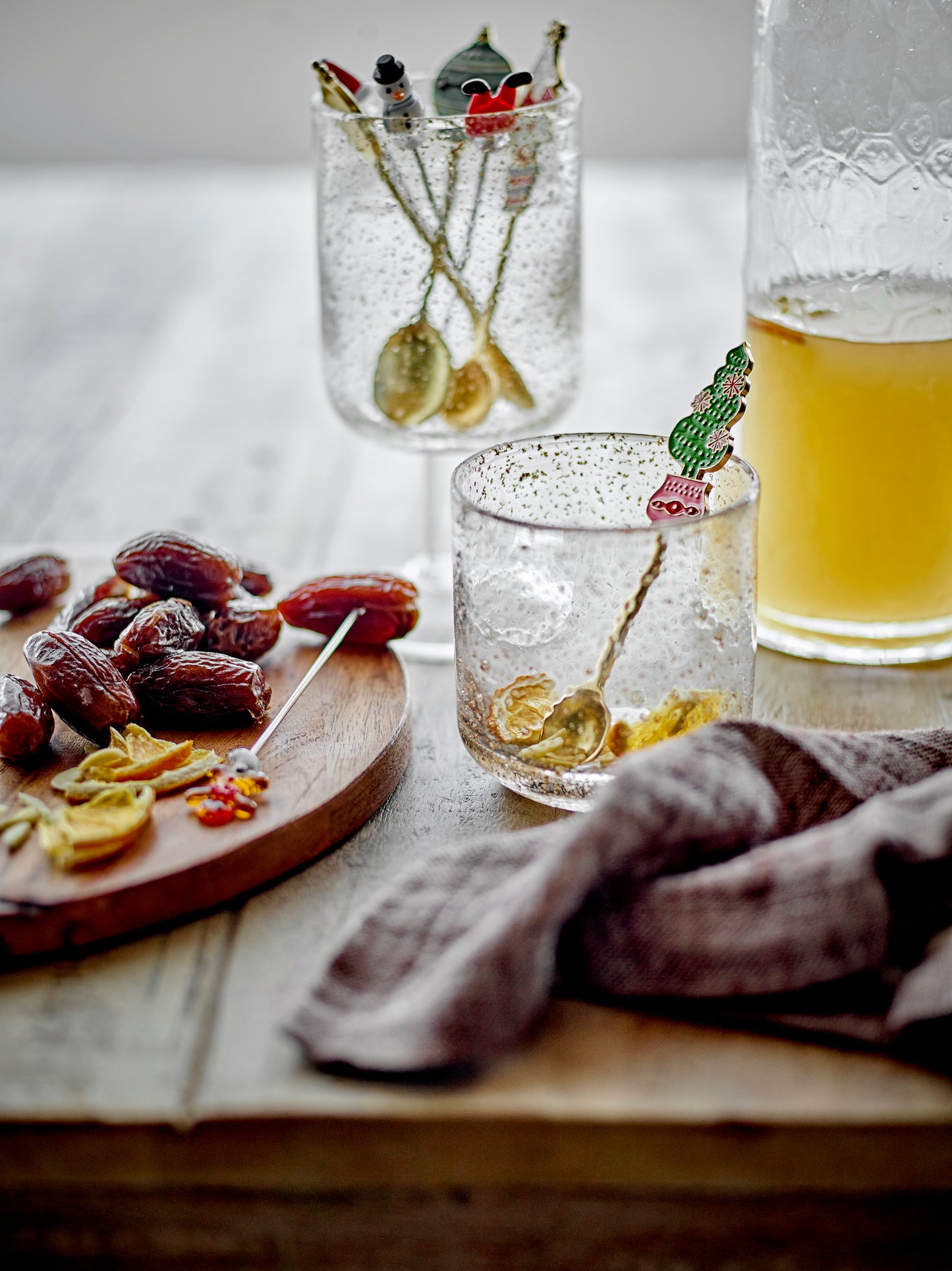 Set de 4 Fourchettes Cocktail Noël, Rouge, Verre