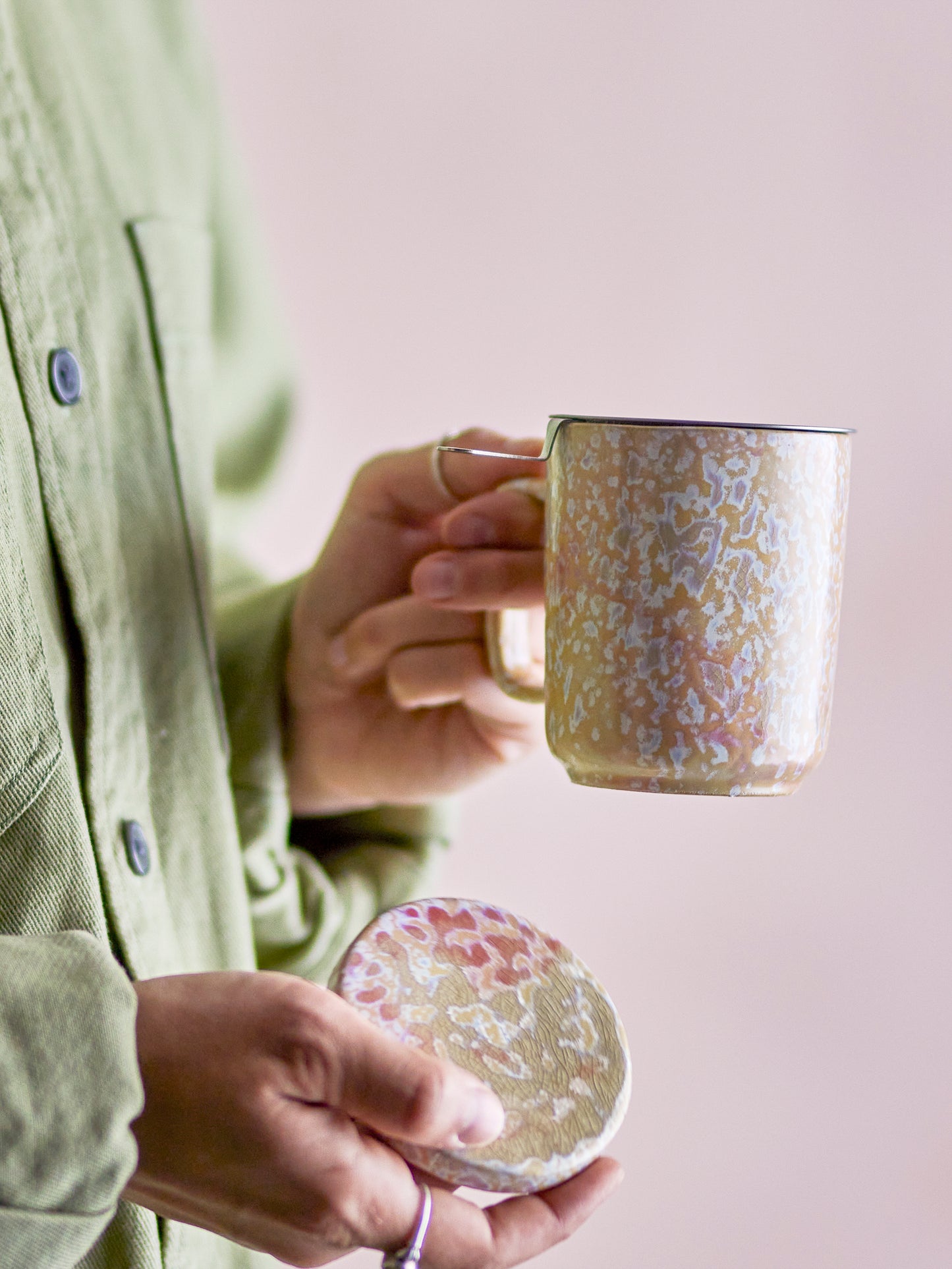 Tasse Yuma avec couvercle et passoire à thé, Naturel, Grès