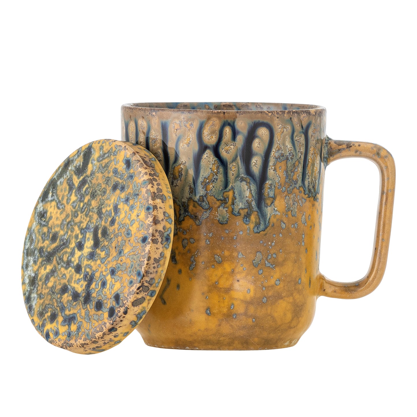 Tasse Yuma avec couvercle et passoire à thé, Multicolore, Grès