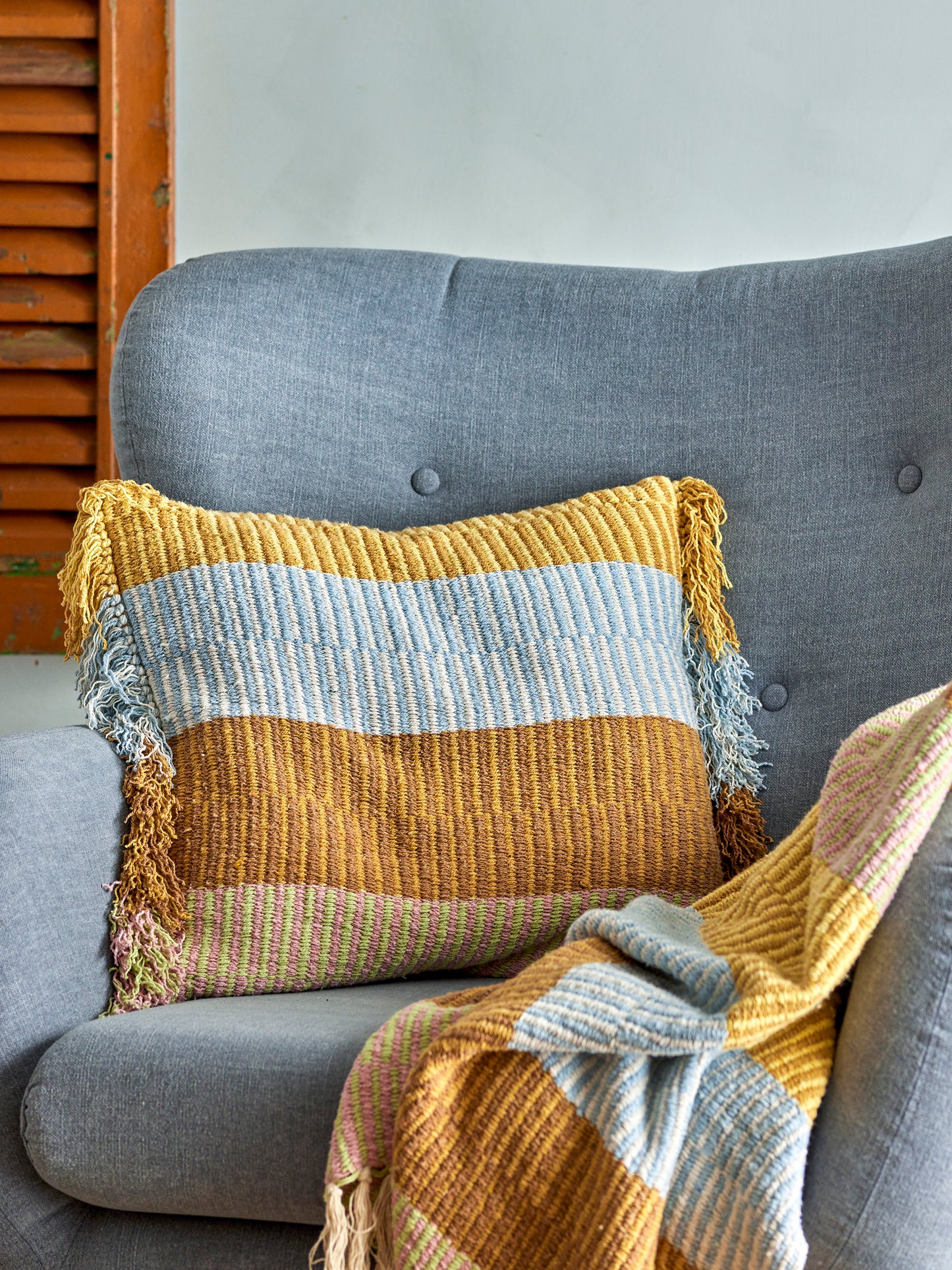 Isnel Plaid, Crème, Coton recyclé