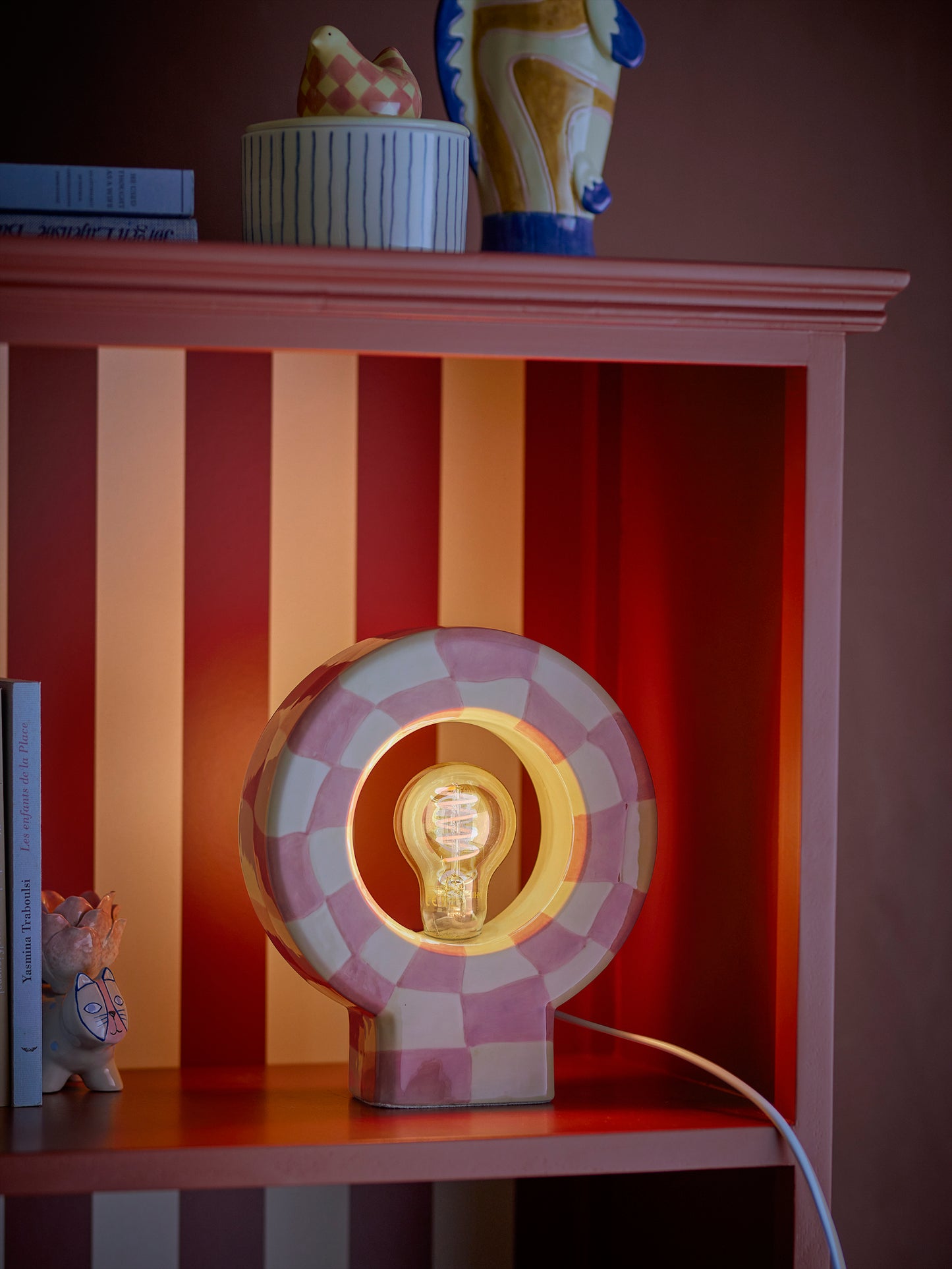 Lampe de table Vialini, Rose, Grès