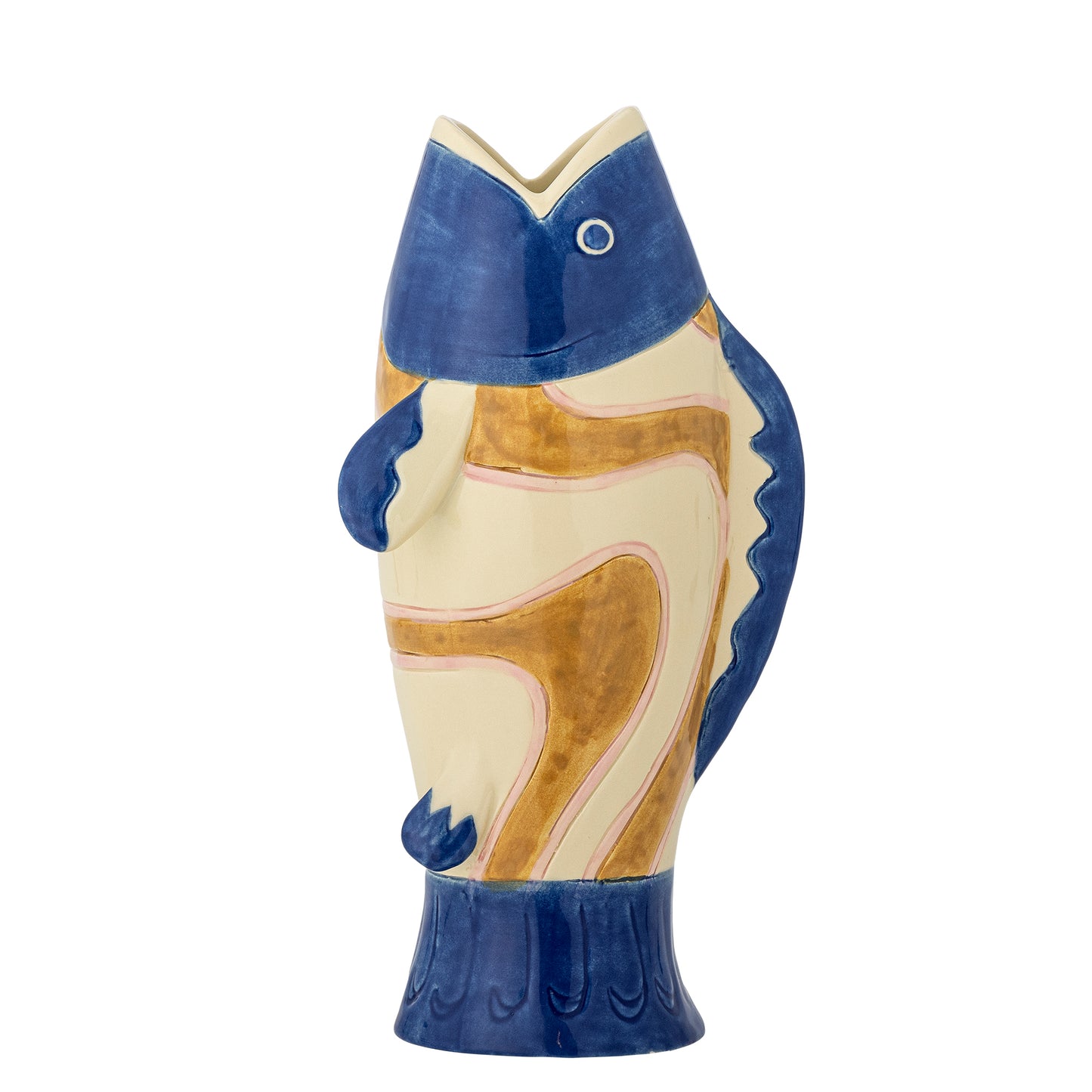 Vase poisson, Bleu, Grès