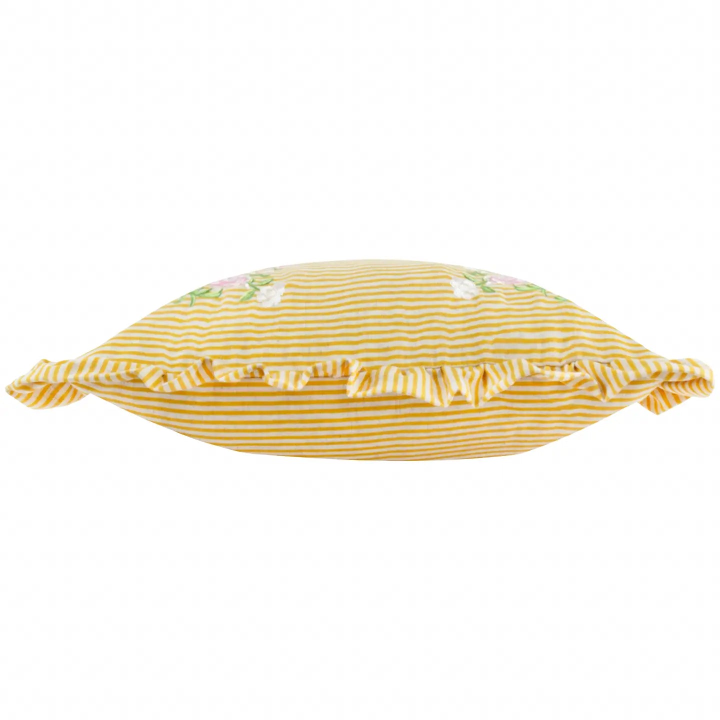 Coussin à Volants Brodé Martha Jaune