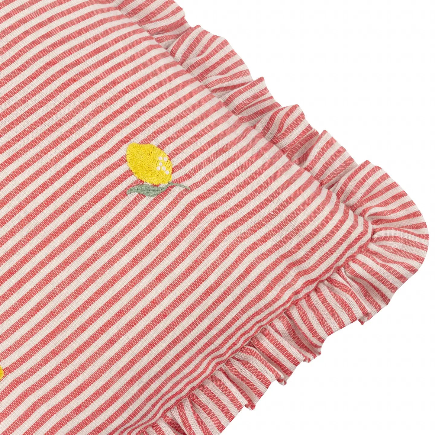 Coussin à volants brodé Les Fruites Citrons