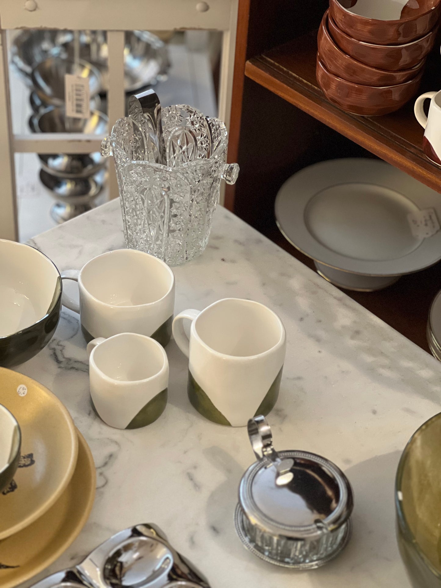 Seau à glaçon en cristal avec pince vintage