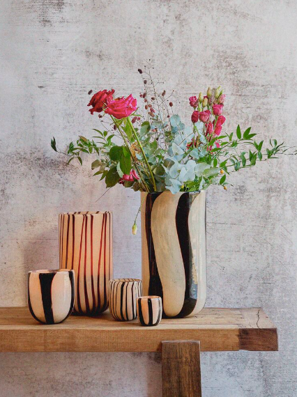 CANNES - vase/photophore - verre - DIA 16 x H 30 cm - ivoire
