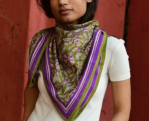 Grand foulard CARTHAGE Kaki - Byzantine