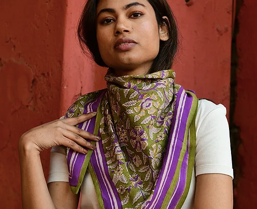 Grand foulard CARTHAGE Kaki - Byzantine