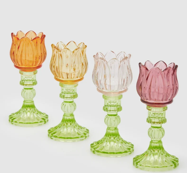 BOUGEOIR EN VERRE TULIPE H17,5 D8