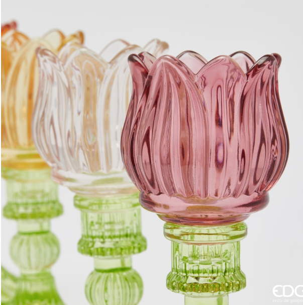 BOUGEOIR EN VERRE TULIPE H17,5 D8