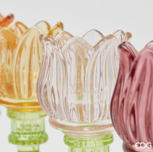 BOUGEOIR EN VERRE TULIPE H17,5 D8