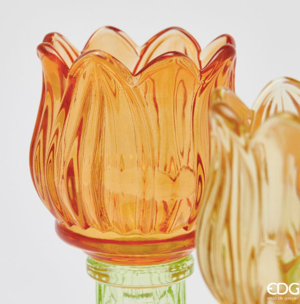 BOUGEOIR EN VERRE TULIPE H17,5 D8