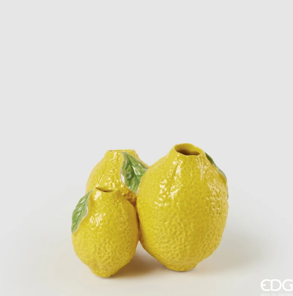 VASE FREAKY 3 CITRONS H12,5 L15,5 L13,5 / JAUNE