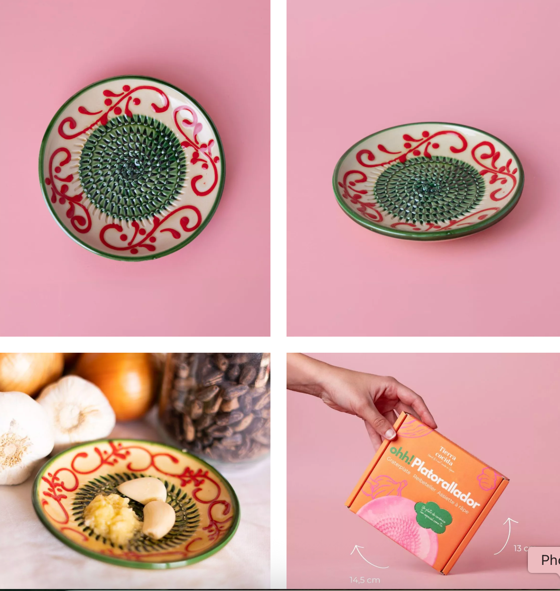 Râpe à l’ail et au gingembre PETITE assiette en céramique faite à la main / Alhambra