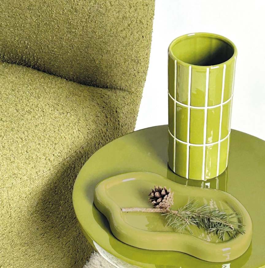 Vase carrelage Kaki D10,5 H23cm