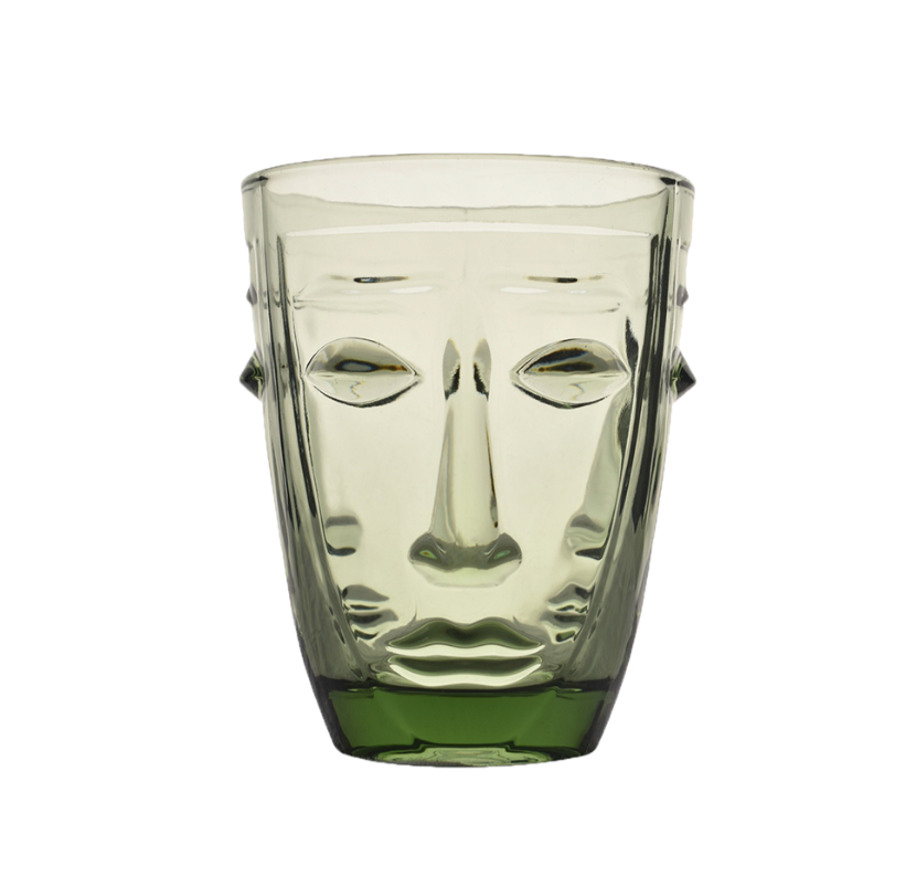 Verre visage D8 H10cm vert