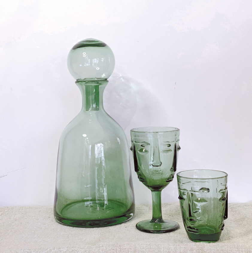 Verre visage D8 H10cm vert