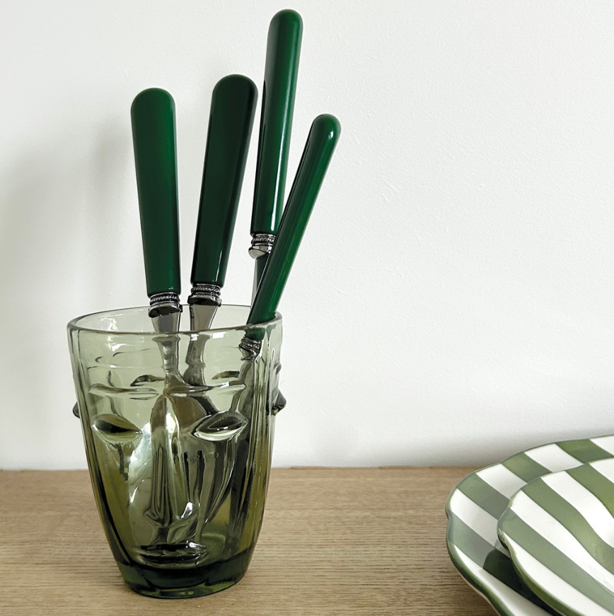 Verre visage D8 H10cm vert