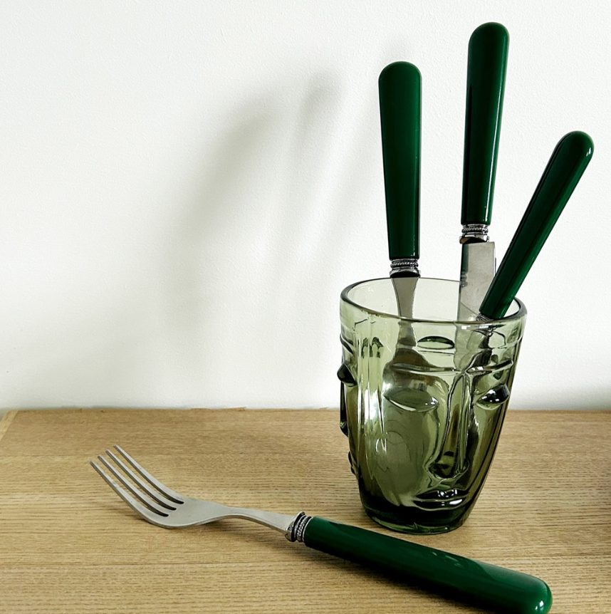 Verre visage D8 H10cm vert