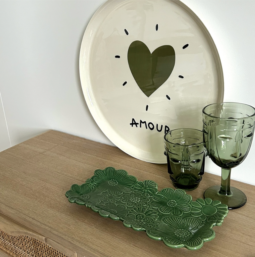 Verre visage D8 H10cm vert