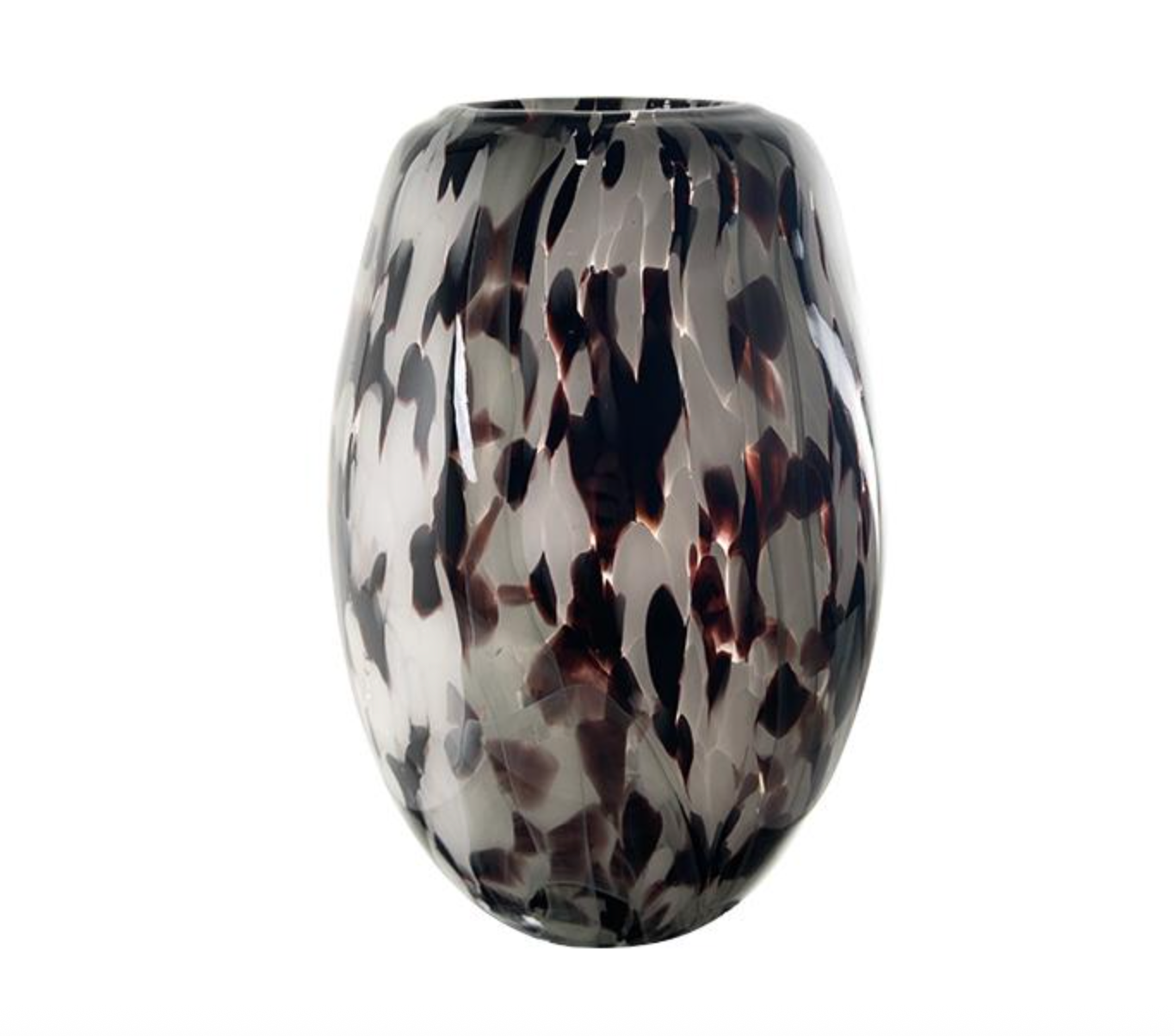 VASE VERRE ECAIL NOIR/ BLANC 17X25CM