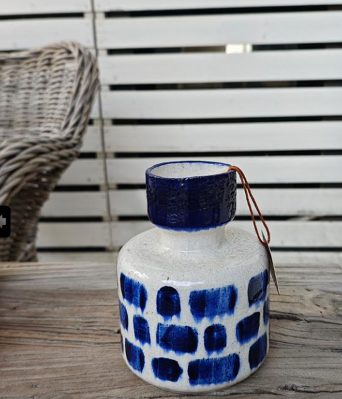 VASE CERAM MOTIF BLEU 11,8X15,5CM