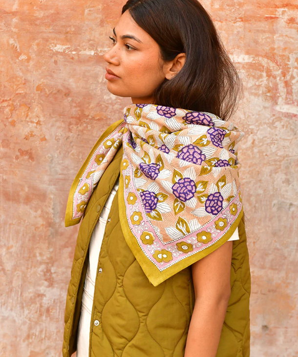 Grand foulard PENELOPE Myrtille- Byzantine