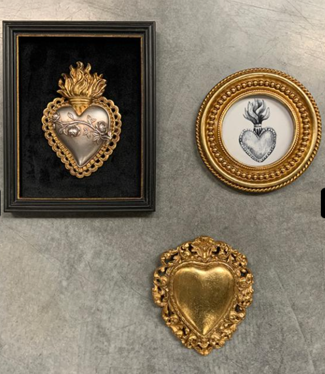 DECO MURALE EX-VOTO COEUR DORE 10,5X12,3CM