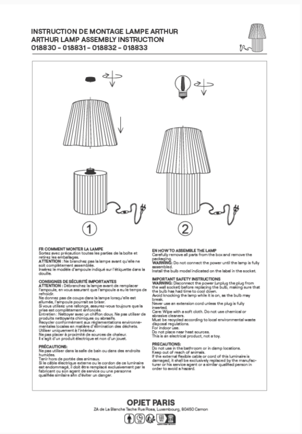Lampe Arthur naturel D22 H31cm