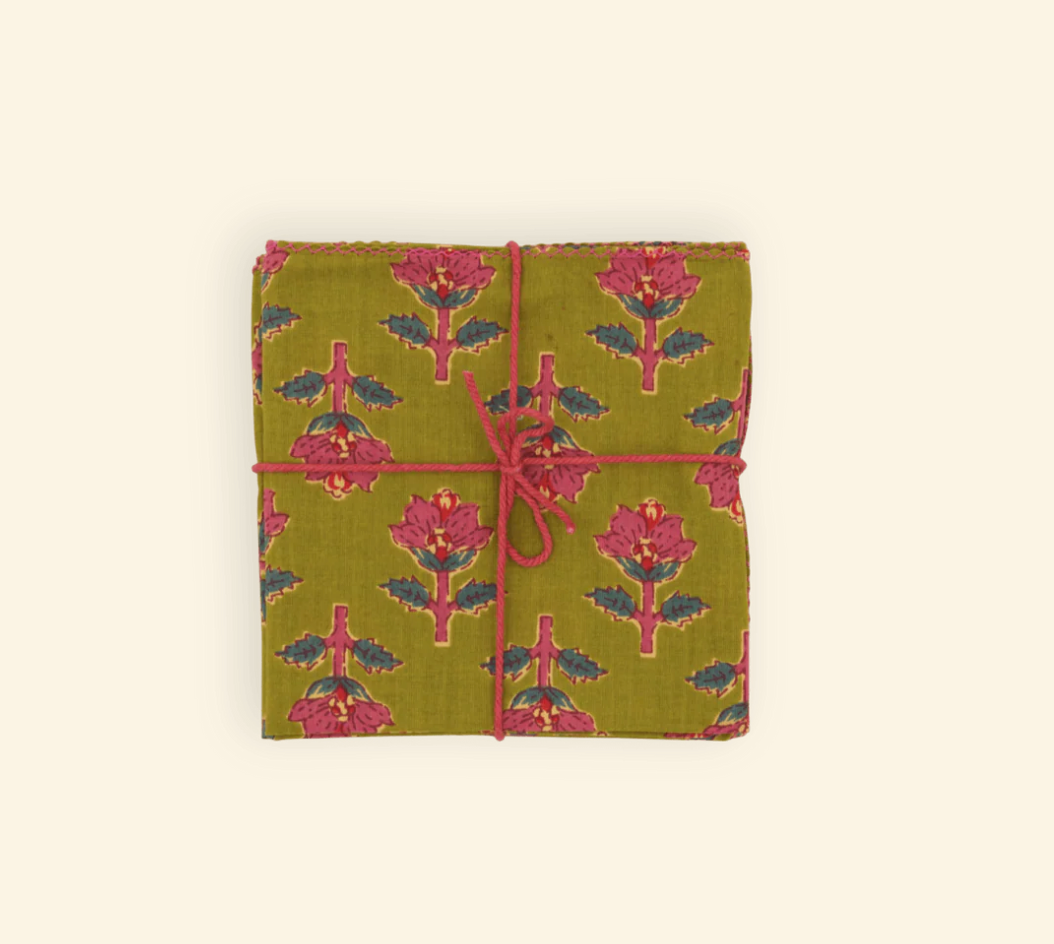 Serviettes de tablex4 - Jonquille Olive